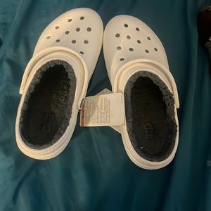 White fuzzy crocs
